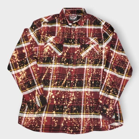 Angry Minnow Brushed Flannel Red Plaid Shirt Sz Lg "Money can't buy happiness" - Picture 3 of 12